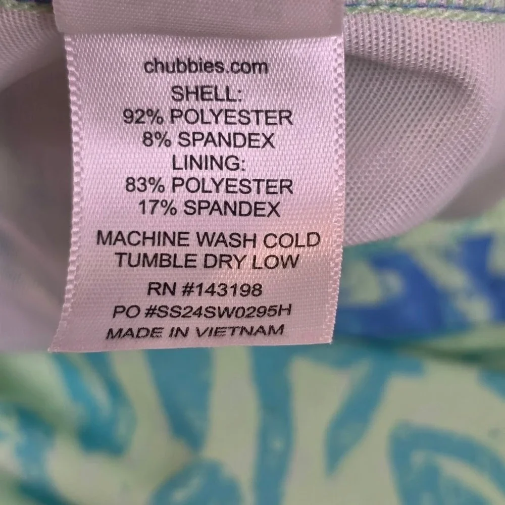 Chubbies Men's XL Swim Trunks Lime Green Blue Tiki Geometric 5.5